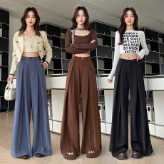 批发黑色<b class='q'>西装</b>裤女2026年新款宽松垂感拖地裤阔腿裤