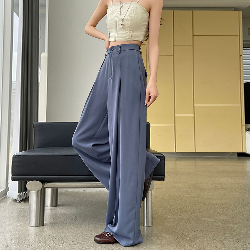 2026 새로운 하이웨이스트 와이드 레깅스 바지 플리츠 디자인 센스 도루 센스 루즈핏 슬림해 보이는 캐주얼 정장 바지
