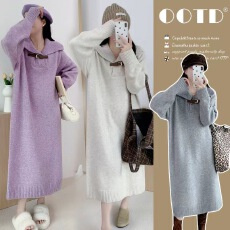 批发2025新款秋冬时尚宽松气质加厚中长款<b class='q'>孕妇</b><b class='q'>连衣裙</b>大码<b class='q'>女装</b>