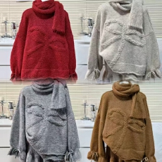 秋冬新款宽松慵懒上衣+可调节短裙+围巾三件套孕妈套装