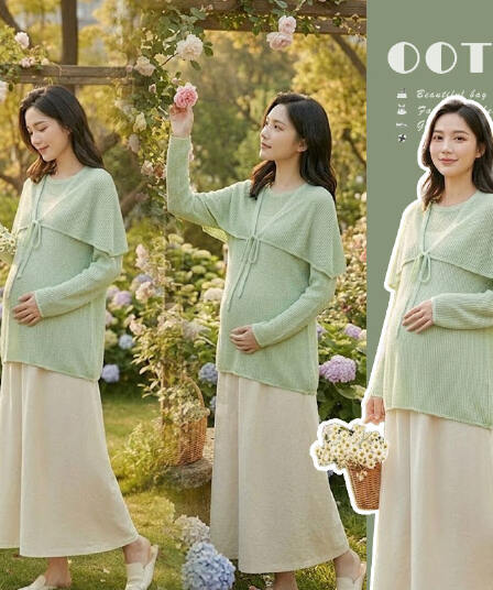 2026 년 봄 여름 새로운 홀로우 아웃 니트 가운 숄 임신 로드 중 맨위