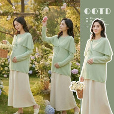 批发2026年春夏新款镂空针织罩衣+披肩孕装上衣