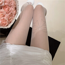 批发实拍~不减~辣妹黑色钻袜薄款丝袜连裤袜纯欲蝴蝶结烫钻女袜