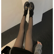 实拍~不减~秋冬加绒双层黑色假透肉光腿裸感防勾丝打底裤袜保暖裤