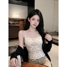 批发实拍实价~蕾丝吊带背心女新款内搭打底 免穿文胸一体美背内衣女