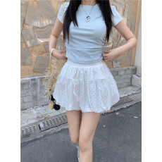 批发实拍实价2026韩版<b class='q'>甜美</b>蝴蝶结波点半身裙夏季新款遮胯显廋花苞短裙