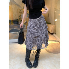批发实拍实价2026春夏新款复古豹纹荷叶边半身裙女时尚<b class='q'>百搭</b>不规则中裙