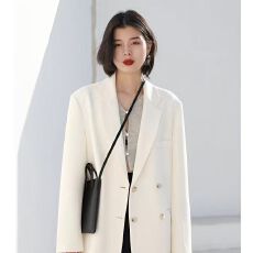 批发CHICVEN <b class='q'>街头</b>休闲宽松白色西装外套女春2022设计感小众气质小西服