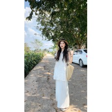 批发夏季新款气质时尚提花圆领拼接压褶<b class='q'>连衣裙</b>