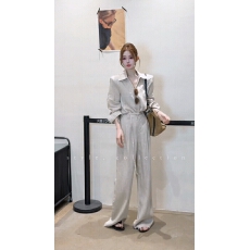 批发<b class='q'>春</b>秋新款气质时尚百搭麻料衬衫+修身阔腿裤两件套