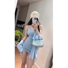 批发夏季新款气质时尚百搭褶皱吊带短款<b class='q'>连衣裙</b>