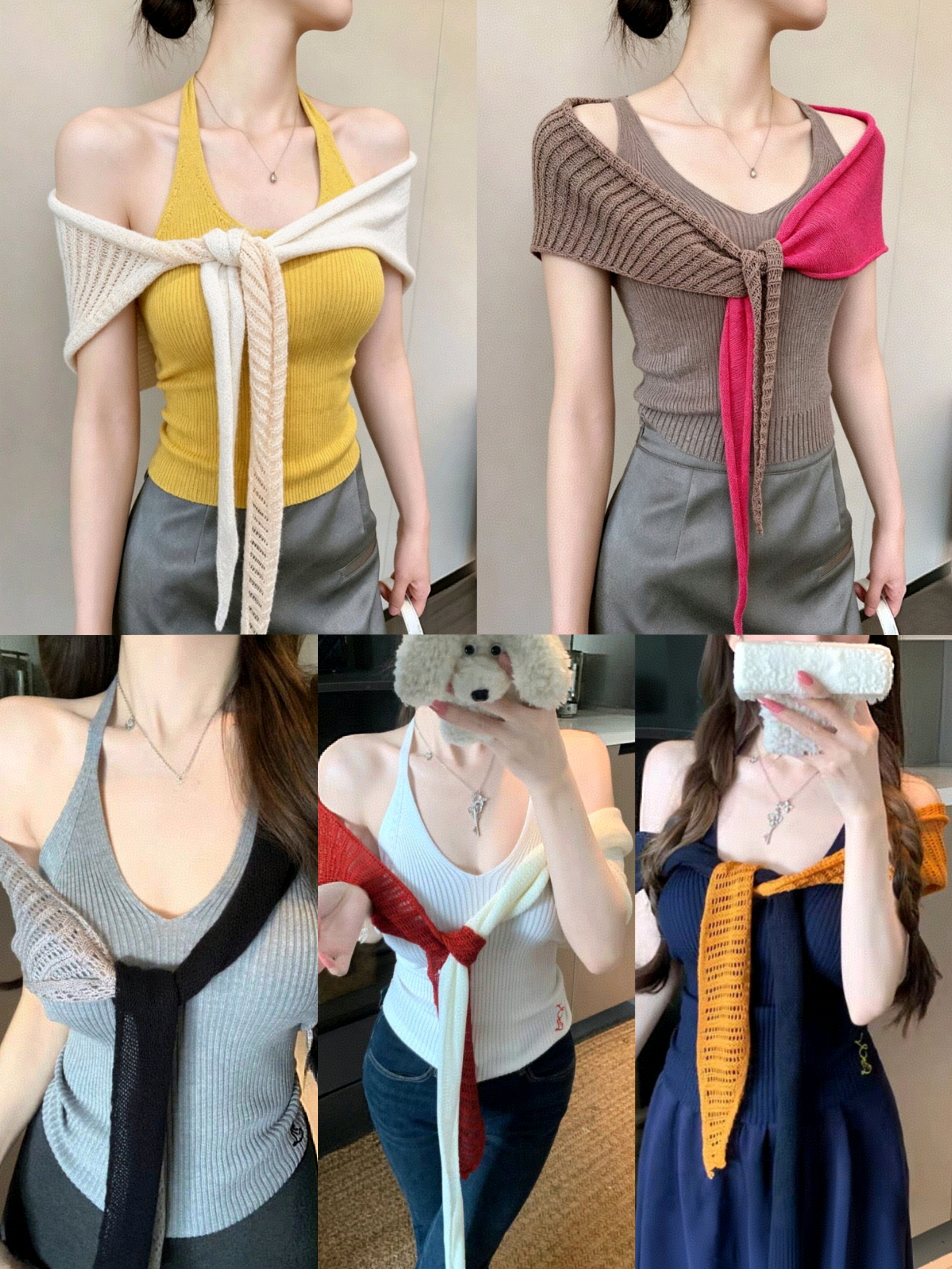 순수한 욕망 바람 오프숄더 행침 목 캐미솔 숄 여성 의류 여름 핫걸 몸매 가꾸기 슬림해 보이는 인사이드 잡아라. 의류