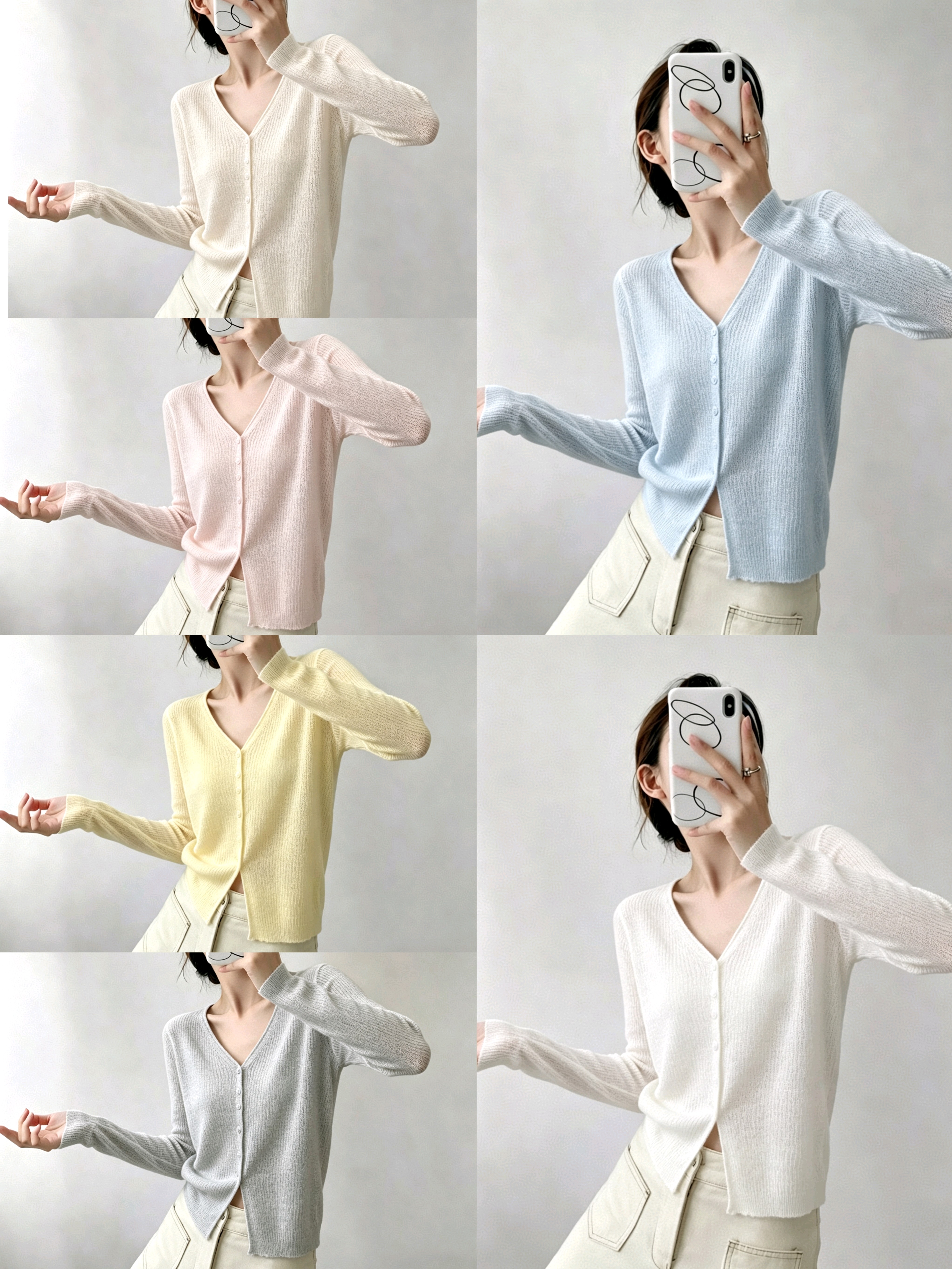 대나무 마디 마 얇고 가벼운 통기성 자외선 차단 맨위 여성 여름 프랑스식 외부 가져 가라. 고급 센스 니트 오픈 가디건