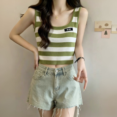 批发法式小资薄款撞色条纹<b class='q'>吊带</b>背心女外穿夏季设计感内搭<b class='q'>打底</b>短款上衣