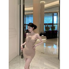 批发实拍  实价纯欲性感花朵褶皱包臀裙夏气质修身显瘦网纱裙女