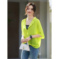 批发防晒衣雪纺<b class='q'>衬衫</b>女夏装新款设计感洋气<b class='q'>短袖</b>上衣V领+内搭背心