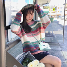 批发慵懒风毛衣女秋冬装新款韩版学生外穿宽松套头内搭打底针织衫