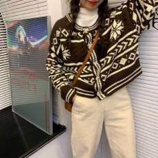 批发小香风毛衣开衫韩版宽松百搭港味复古显瘦早秋新款短款小外套