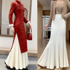 批发秋冬季针织<b class='q'>半身裙</b> 高腰显瘦中长款a字包臀鱼尾裙 旗袍内搭<b class='q'>百褶裙</b>