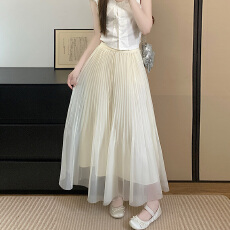 批发幻影<b class='q'>欧根纱</b>鱼尾半身裙女中长款春夏超仙朦胧网纱风琴折百褶<b class='q'>蓬蓬裙</b>