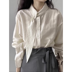 批发大码时尚长袖衬衫女秋高级感宽松显瘦法式上衣
