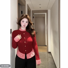 批发大码微胖mm撞色假两件打底针织衫女长袖内搭修身显瘦上衣