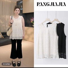 批发实价~大码春季新款显瘦百搭蕾丝背心