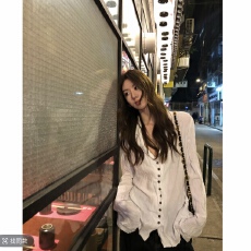 批发大码~法式温柔风白色肌理<b class='q'>长袖</b><b class='q'>衬衫</b>女春季纯色显瘦<b class='q'>衬衣</b>高级感上衣