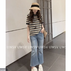 批发大码~洋气独特宽松随性慵懒撞色条纹套头针织衫