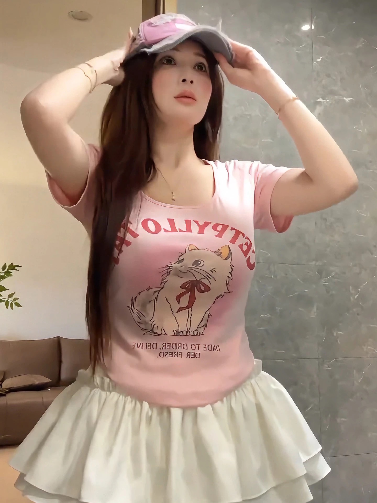 빅 사이즈 달콤함 핑크색 알파벳 프린트 반팔 티셔츠 여름 새로운 지방 mm 몸매 가꾸기 슬림해 보이는 디자인 센스 쇼트 스타일 맨위
