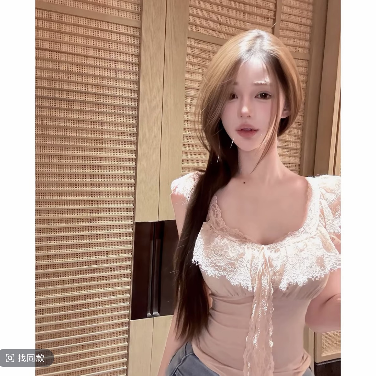 빅 사이즈 레이스 맨위 여성 여름 순수한 욕망 레이스 셔츠 몸매 가꾸기 슬림해 보이는 반팔 티셔츠