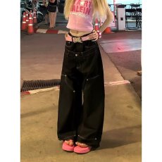 批发夏季<b class='q'>韩版</b>复古做旧弯刀休闲<b class='q'>裤</b>直筒口袋阔腿<b class='q'>裤</b><b class='q'>美式</b>潮流男女牛仔长<b class='q'>裤</b>