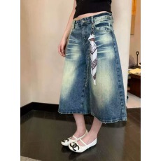 批发2026春夏季新款韩版美式复古水洗宽松显瘦阔腿直筒裤牛仔<b class='q'>七分裤</b><b class='q'>女</b>