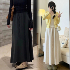 批发孕妇装<b class='q'>春</b>秋新款慵懒垂感糯米半身裙休闲显瘦简约后开叉伞裙