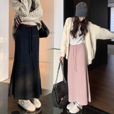 批发孕妇装秋冬新款糯米针织垂感半身裙休闲简约无托腹鱼尾裙