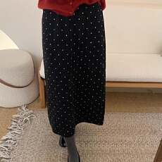 批发现货 孕妇装 秋<b class='q'>冬</b>新款孕妇半身裙休闲针织波点一步裙中长裙