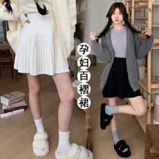 批发孕妇装秋<b class='q'>冬</b>新款针织毛线半身裙休闲显瘦百褶A字短裙简约