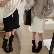 批发孕妇装秋<b class='q'>冬</b>新款针织羊毛木耳边半身裙休闲显瘦包臀A字裙