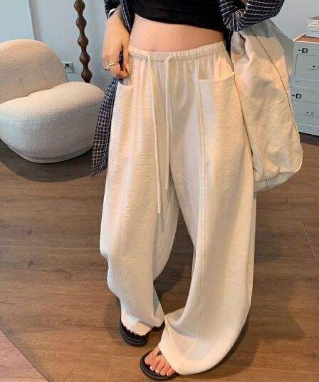 임산부 새로운 여름 아마 넓은 다리 모통이 칼 바지 얇은 스타일 도루 센스 오래된 돈 바람 캐주얼 루즈핏 면 린넨 바닥 청소 바지
