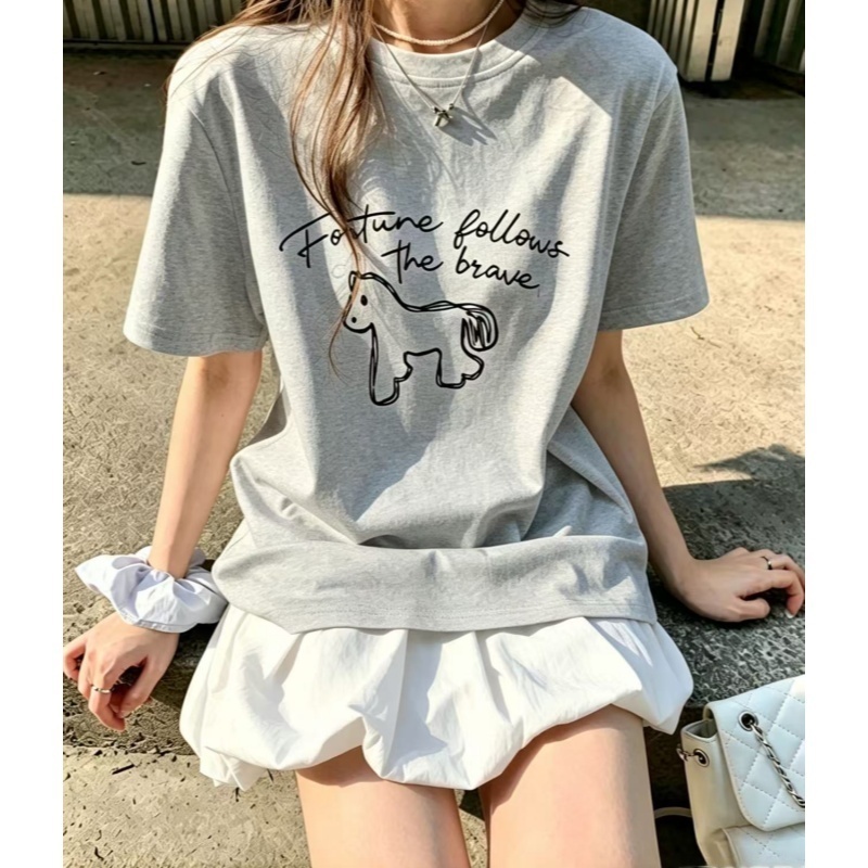 임산부 여름 새로운 연령 감소 세트 순면 프린트 티셔츠 나비 매듭 미니 스커트 꽃밭 치마 퍼프 스커트 투피스 세트