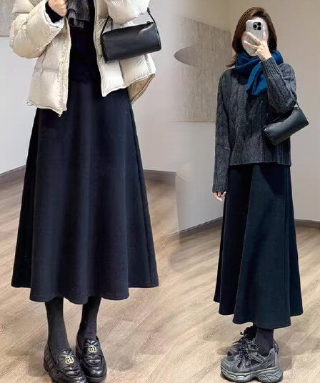 출산 착용 봄 가을 높은 품질 두꺼운 모달 면 도루 센스 반신 스커트 미니멀리즘 없음 복부 지지 우산 치마
