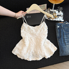 批发实拍重工刺绣立体花朵吊带背心女春辣妹纯欲风收腰显瘦减龄上衣