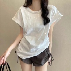 批发欧货新款潮牌重工烫钻流星雨宽松坎肩短袖<b class='q'>t</b><b class='q'>恤</b>女夏季新款洋气背心