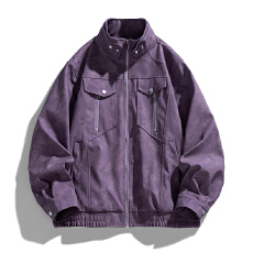 秋季新款男士美式潮牌机车服简约百搭立领皮衣宽松时尚皮夹克