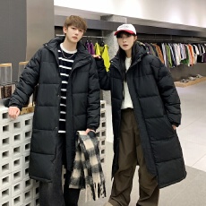 批发冬季长款纯色百搭保暖蓄热石墨烯羽绒服男女白鸭绒棉服团购外套