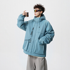 批发工装棉衣男秋冬季新款美式宽松潮牌连帽冲锋衣外套保暖棉服男