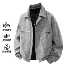 批发新品可欣绒面料翻领日常潮流韩版轻奢通勤男外套