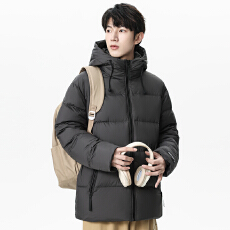 鹅绒冬季新款高品质韩版潮流连帽保暖羽绒服男装加厚白鸭绒外套
