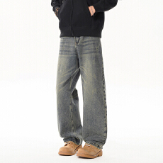 批发高品质高街风男款牛仔裤直筒修身休闲裤子纯色显瘦显腿长超爆款