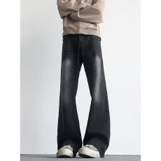 批发高品质高街风男款显瘦显腿长超爆款高街修身微喇牛仔裤